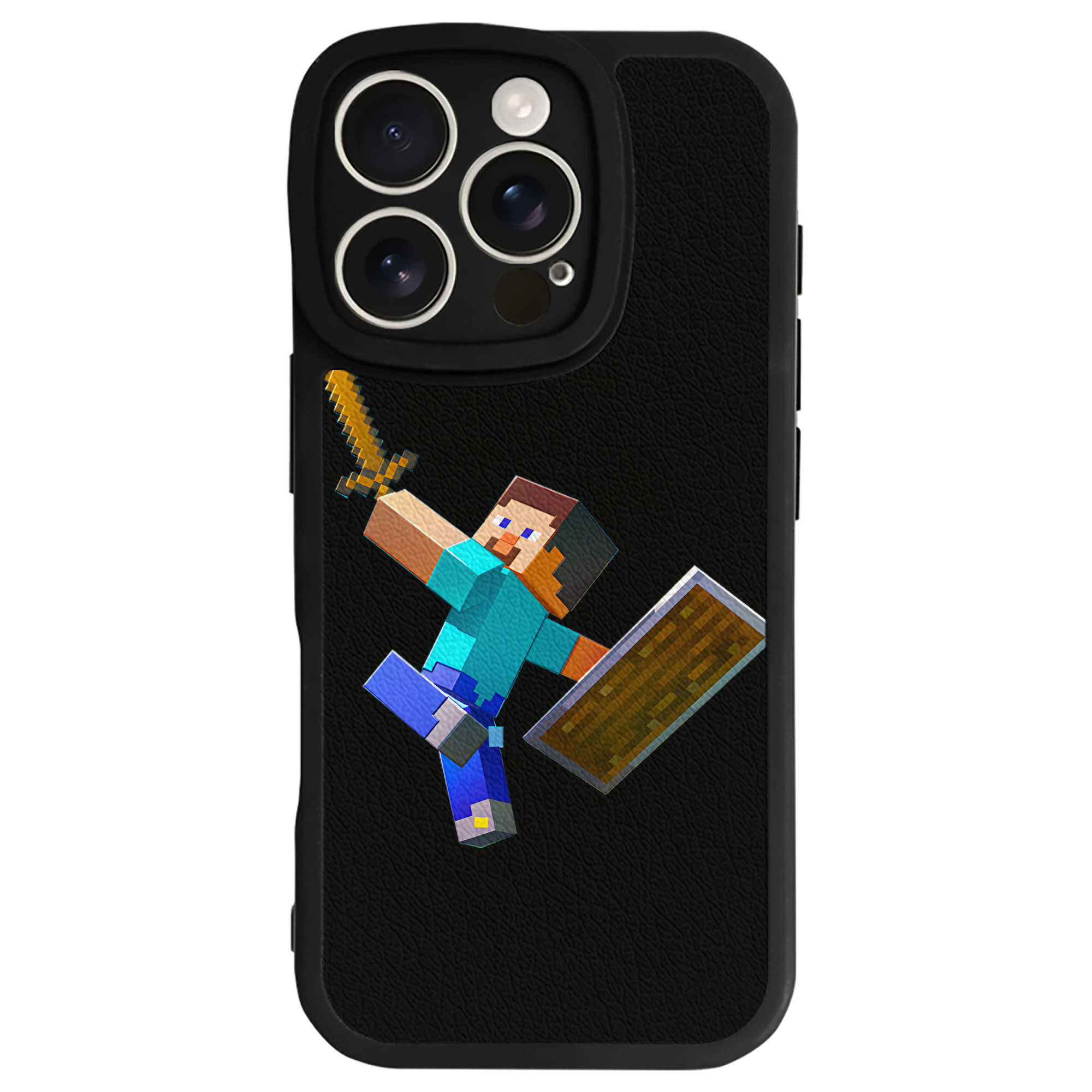 （画像用） マインクラフト ブロックの世界 Minecraft MC Block world 【iPhone 16シリーズ対応】シリコンスマホケース（レザー調） 材質：シリコン